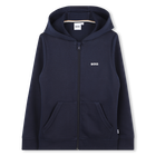 Zip-up hooded sweatshirt, NAVY, hi-res