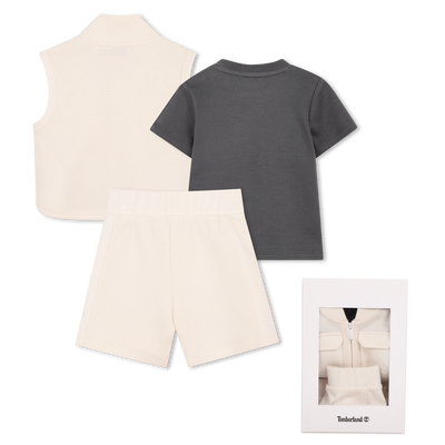 CARDIGAN, T-SHIRT AND SHORTS SET TIMBERLAND BOY