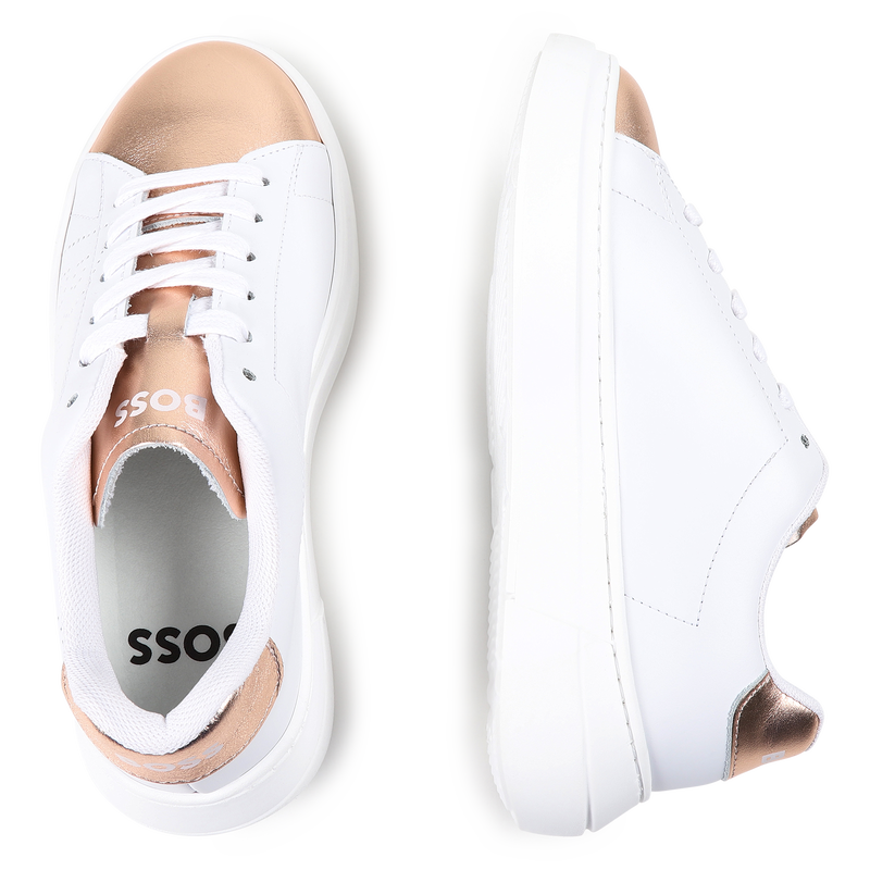 Lace-up leather trainers