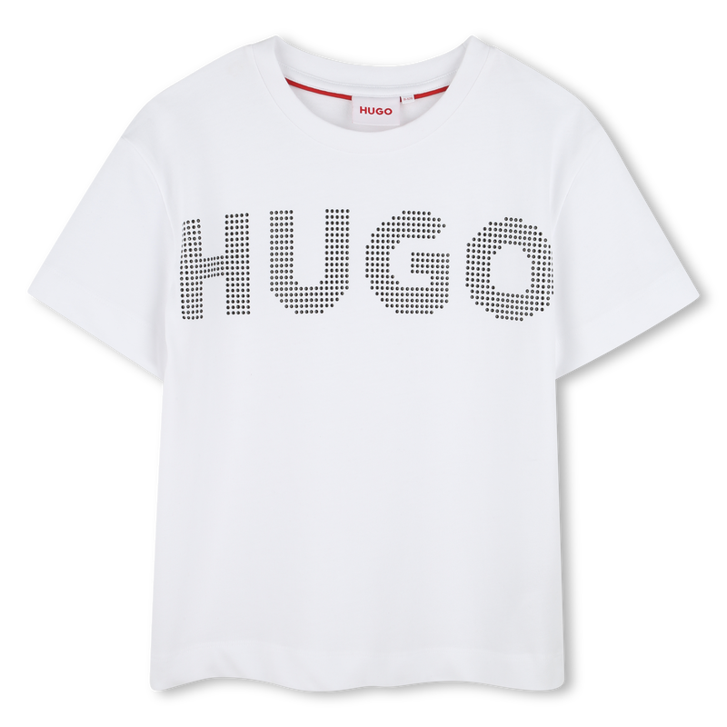 Cotton logo T-shirt with studs HUGO 
                        GIRL