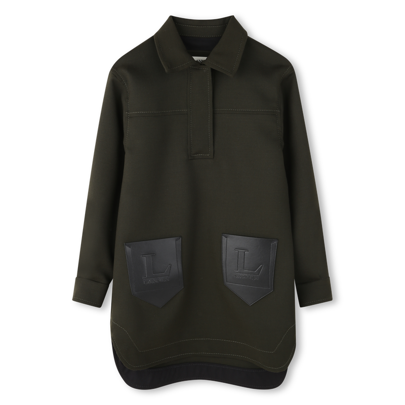 Embroidered printed dress with logo LANVIN 
                        GIRL