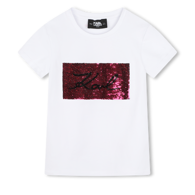 Reversible sequinned T-shirt KARL LAGERFELD KIDS GIRL