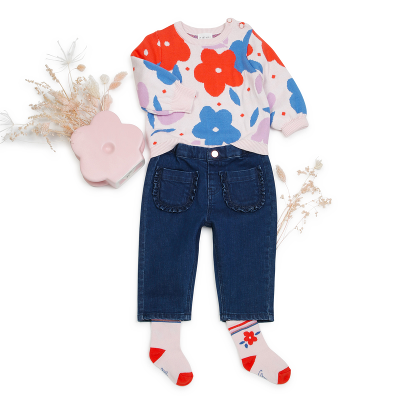 Flower motif knitted jumper CARREMENT BEAU 
                        GIRL