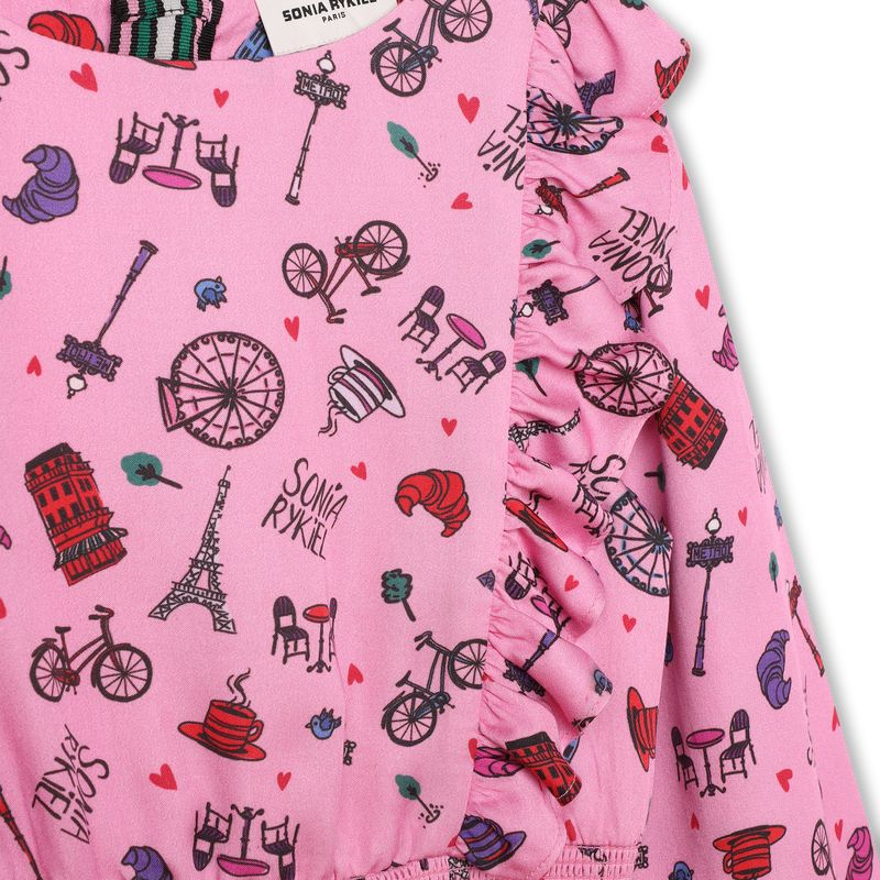 Frilled printed dress