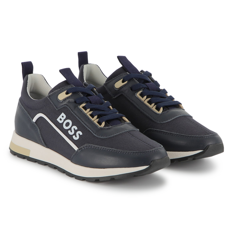 Two-tone lace-up trainers