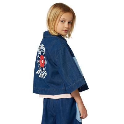 Embroidered denim jacket KENZO KIDS GIRL