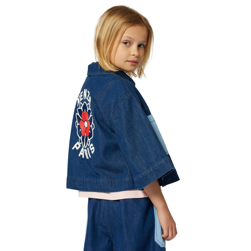 Embroidered denim jacket KENZO KIDS 
                        GIRL