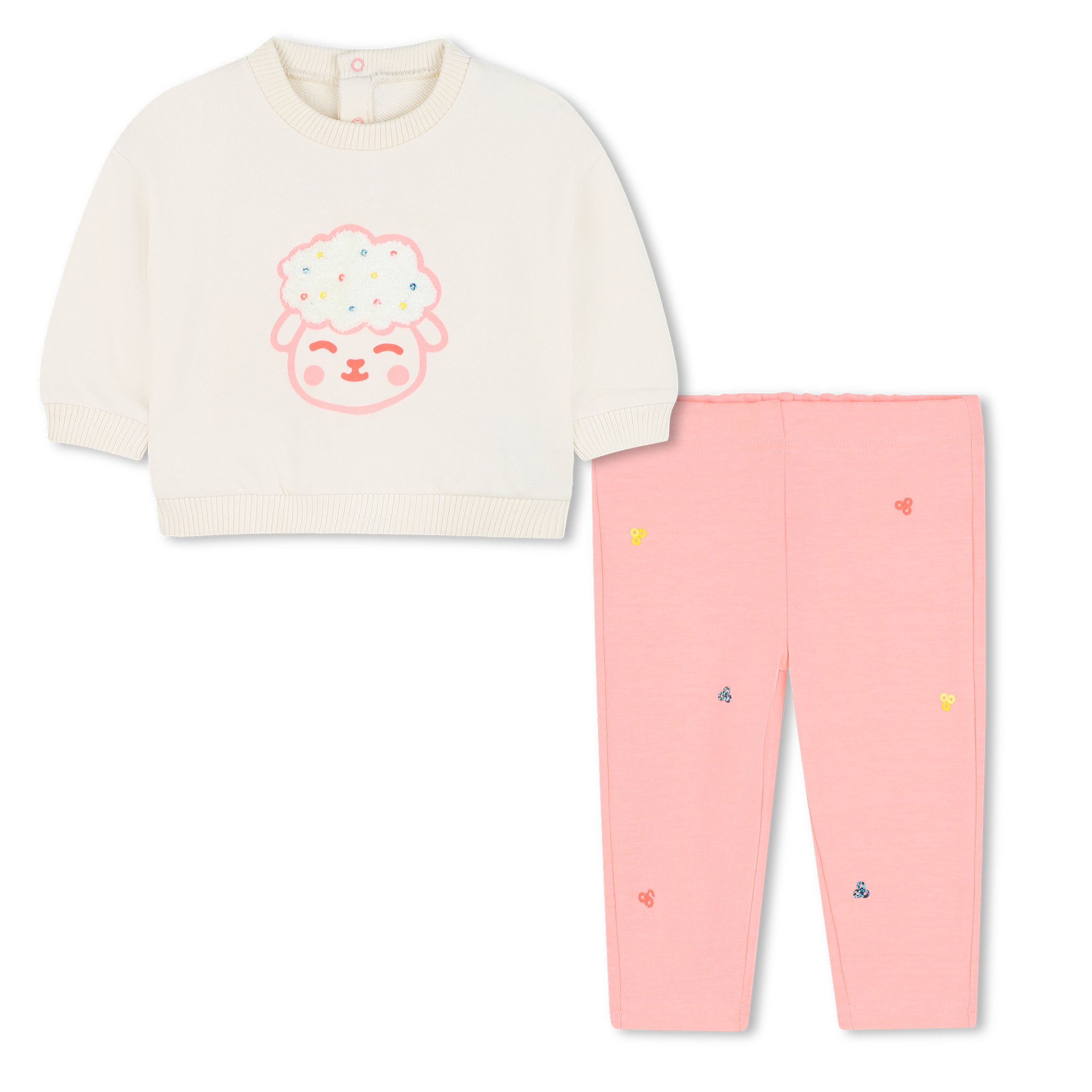 Billieblush - Sweatshirt And Leggings Set - Off White  Pink - Girl - 6 Months